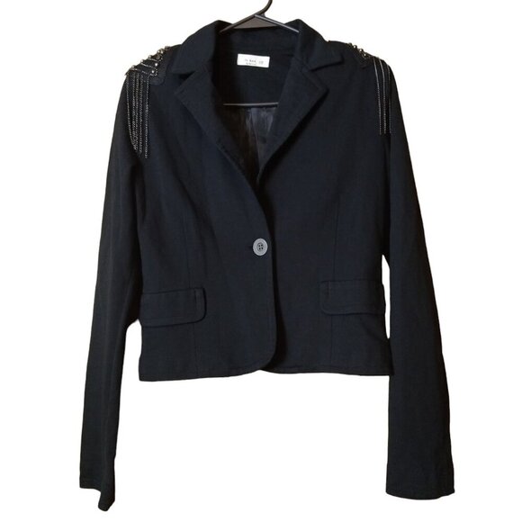 In Box By Be Cool Women's Small Black Beaded Chain Goth Blazer Jacket - Picture 1 of 4